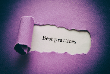 A purple piece of paper ripped revealing the words Best Practices